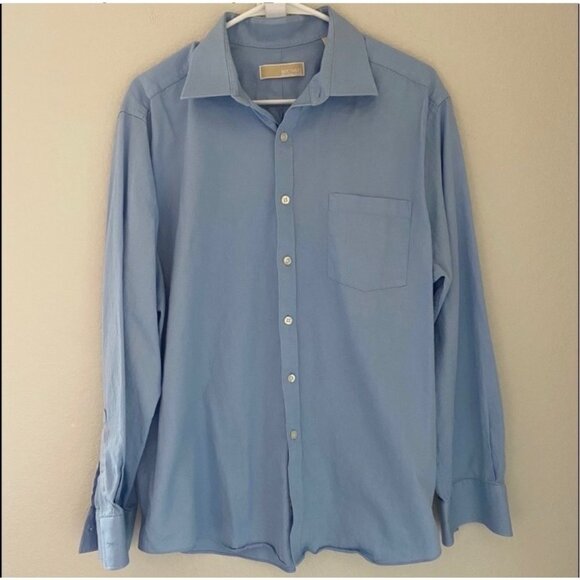 Michael Kors Button Down Shirt Slim Fit Light Cotton Lightweight Blue Sz 34/35 - Picture 1 of 6